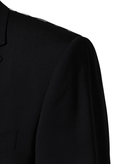 Dark Blue Wool Single Breasted 2 Button Blazer