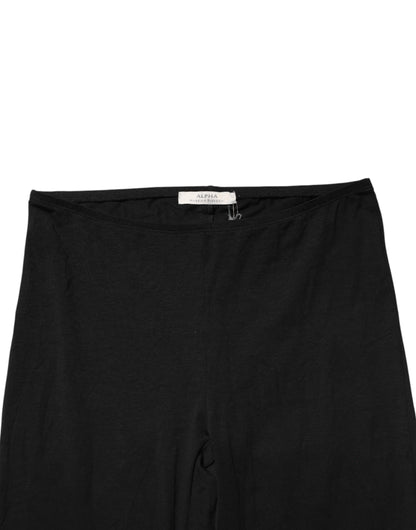 Black Skinny Mid Waist Leggings Cropped Trouser Pants