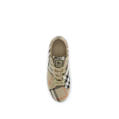 Beige Nylon Low Top Sneakers