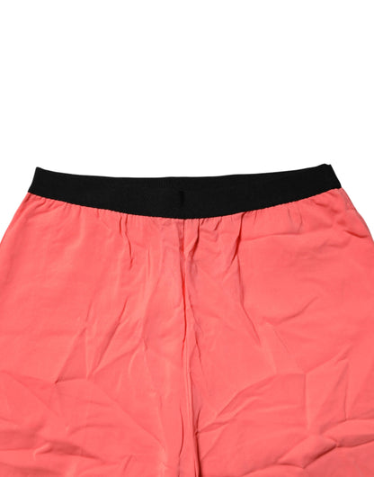 Neon Pink High Waist Straight Wide Leg Trouser Pants