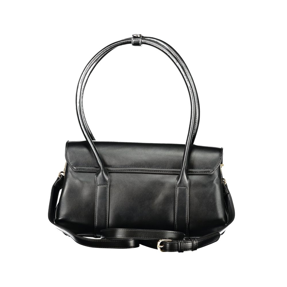 Nero Poliuretano Donna Bag with Shoulder Handles and Compartments