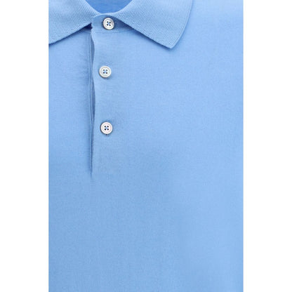 Blue Cotton Polo Shirt