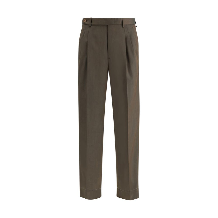 Bicolor Fleece Wool Casual Pants